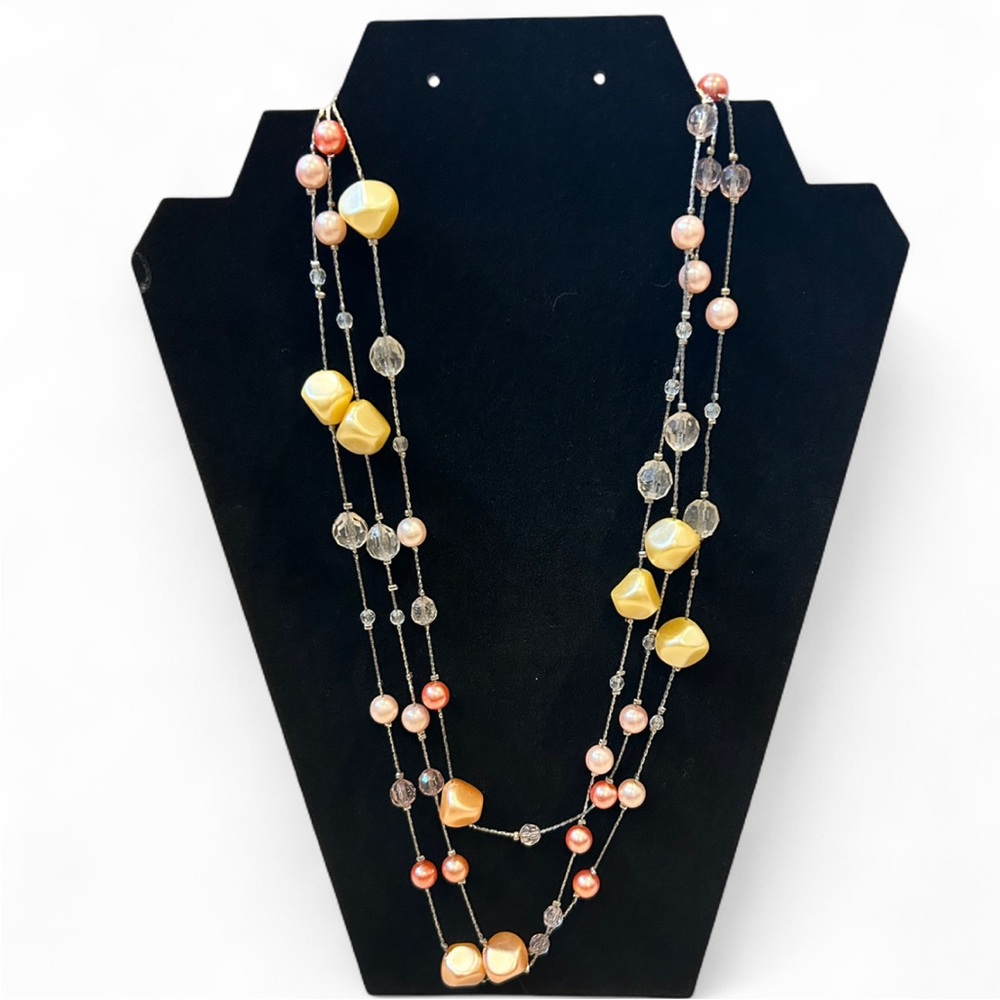Multi-Color Beaded Crystal and Silver Necklace